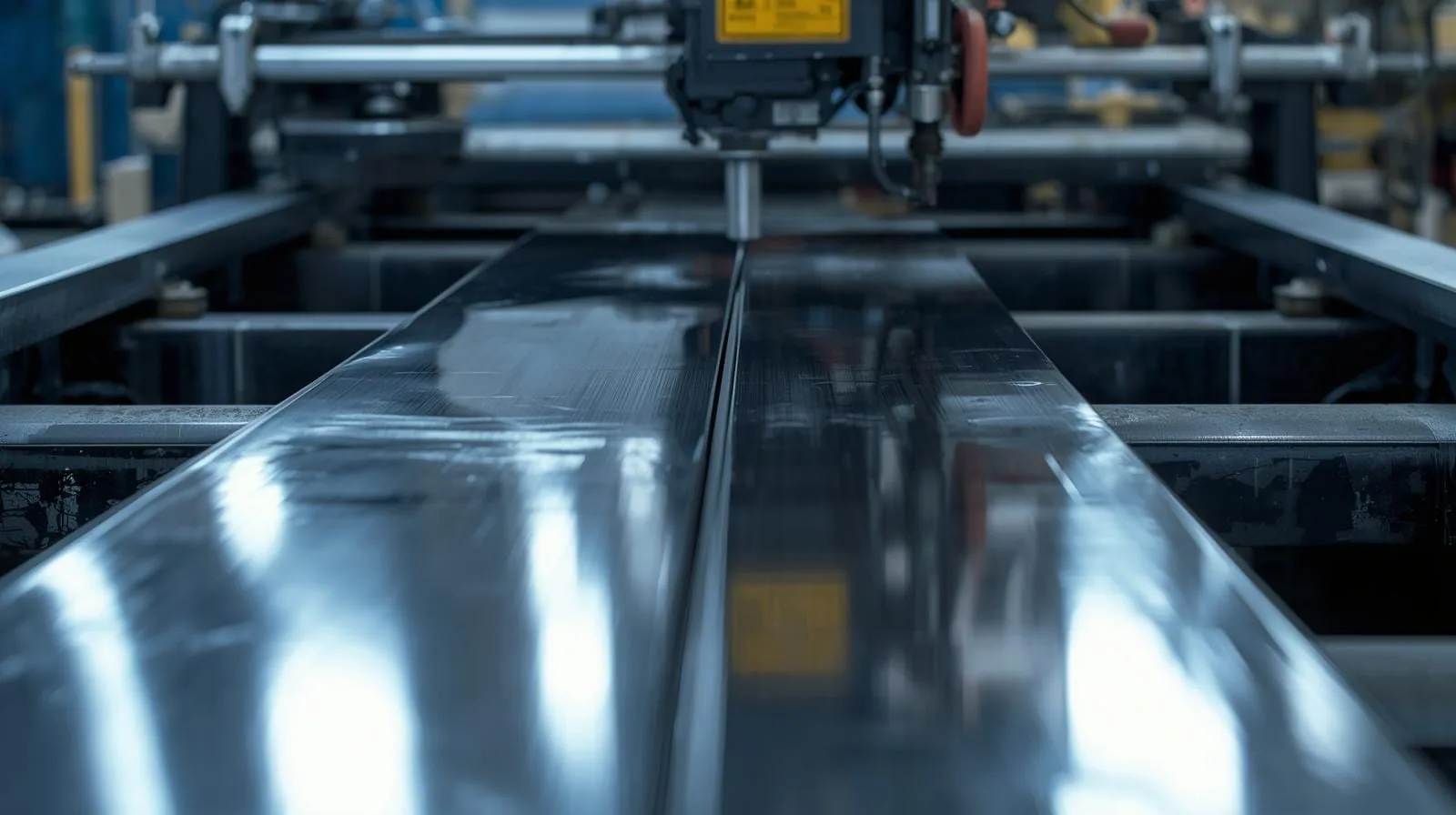 Metal strip running along a slitting line